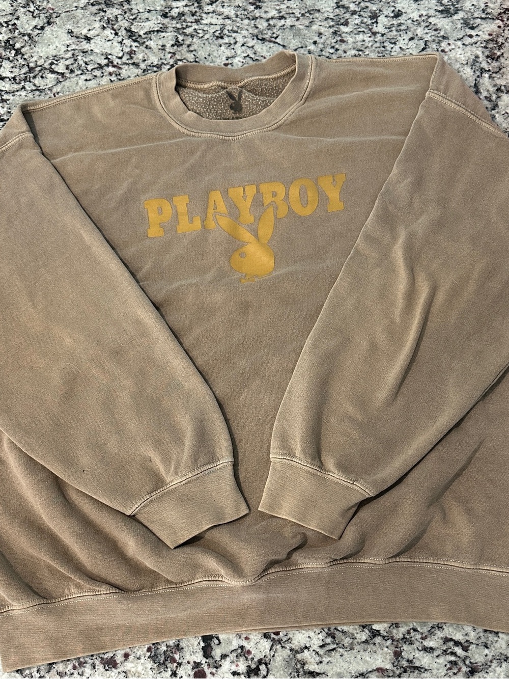 PLAYBOY Men's Crewneck Sweatshirt in Brown with Gold Logo